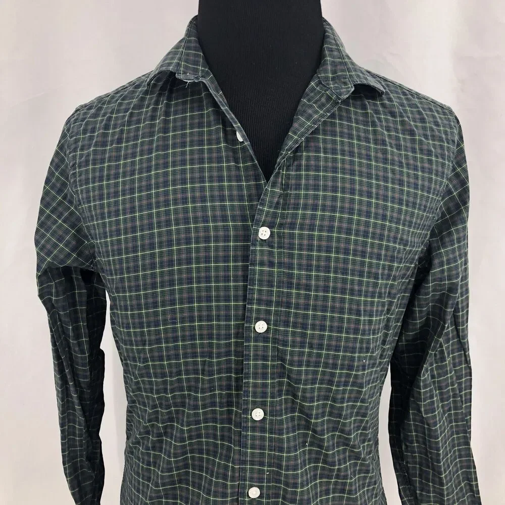 J Crew Mens 120s Two Ply Ludlow Plaid Green Blue Yellow Red Medium UU10